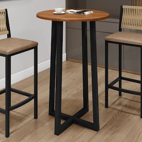 Mesa Madeira Maciça 70cm Bistrô Coliseu Preto / Marrom