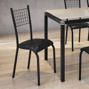 Kit com 06 Cadeiras Bella 90cm X 48cm X 37cm Preto