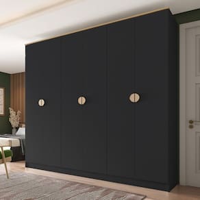 Guarda Roupa Casal 100% Mdf Bp 6 Portas 4 Gavetas Asti Preto