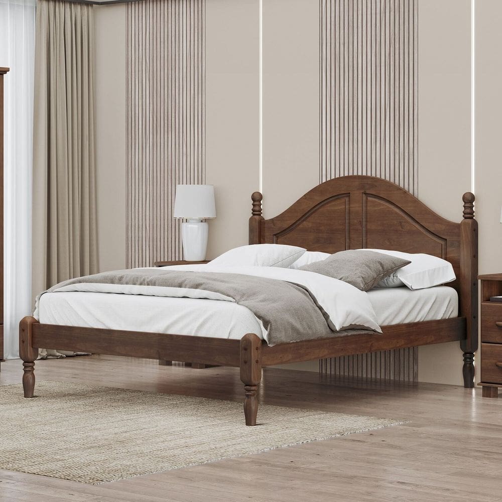 Cama Casal em Madeira Maciça 1,40 Ouro Café