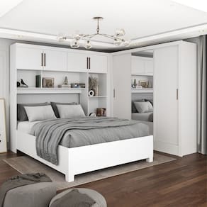 Guarda-roupa Casal Modulado 4 Portas com Cama Santiago 3 Portas Plus 5 Gavetas com Espelho Branco