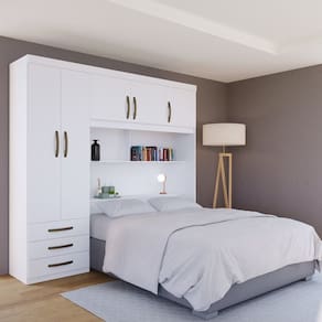Guarda Roupa 5 Portas 3 Gavetas 1 Baú Cancun Branco