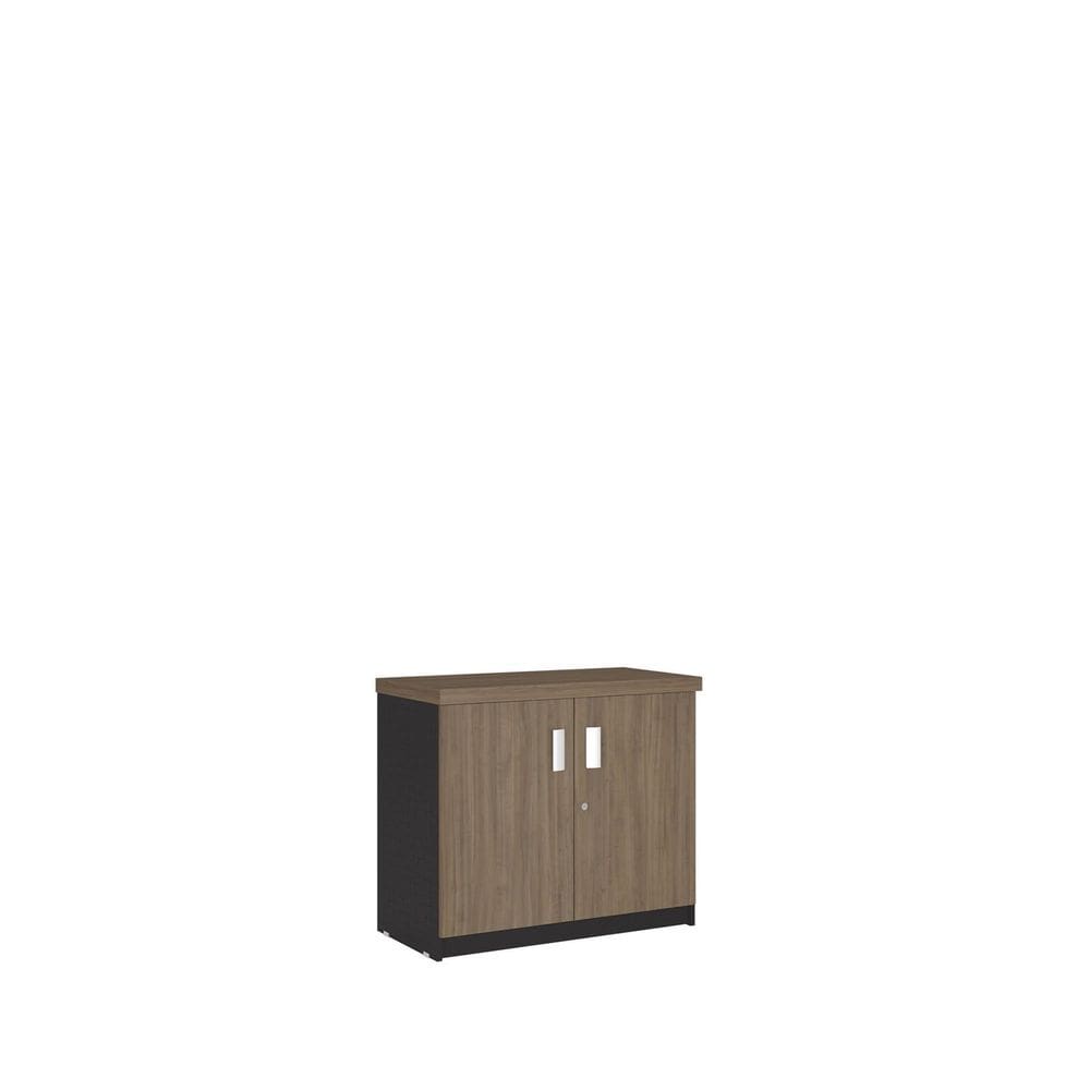 Balcão para Escritório 2 Portas Design Moderno Ameixa e Preto