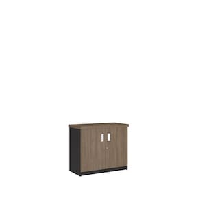 Balcão para Escritório 2 Portas Design Moderno Ameixa e Preto