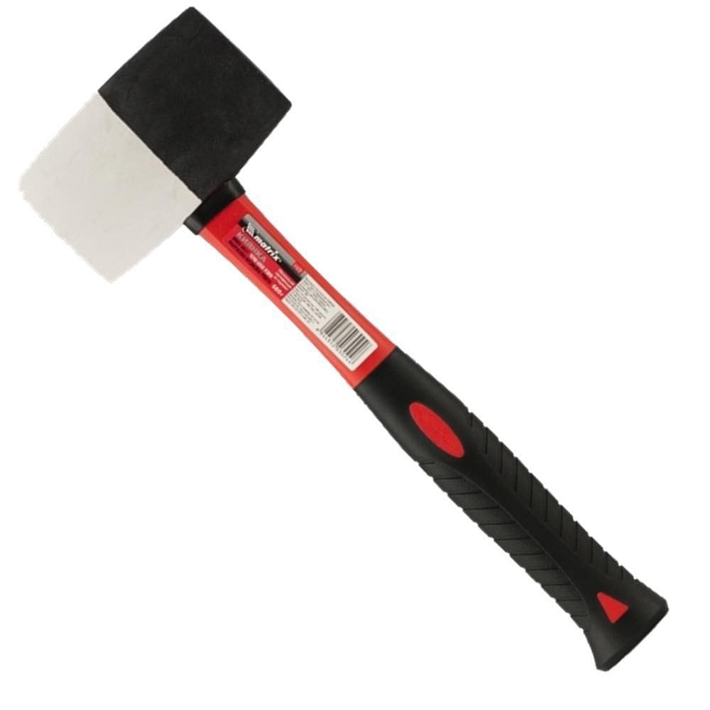 Martelo De Borracha Preta E Branca 225G Cabo Fibra De Vidro