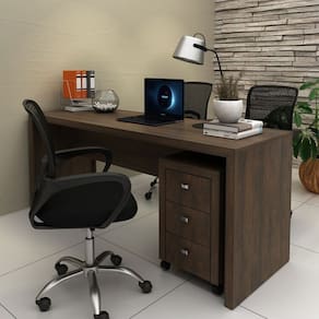 Conjunto 1 Mesa para Escritório 1 Gaveteiro 3 Gavetas Rústico