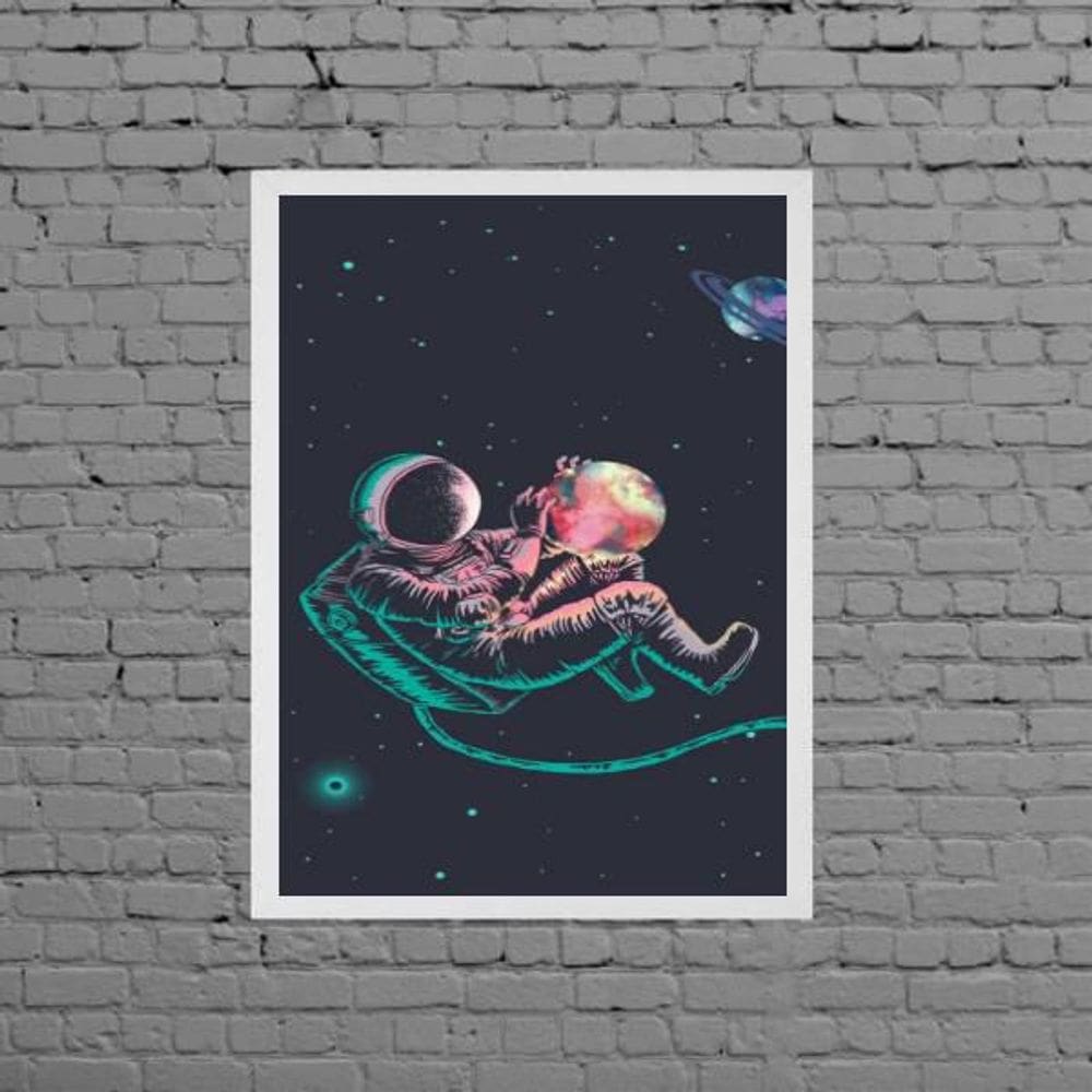 Quadro Decorativo Astronauta Galaxia 24X18Cm - Branca