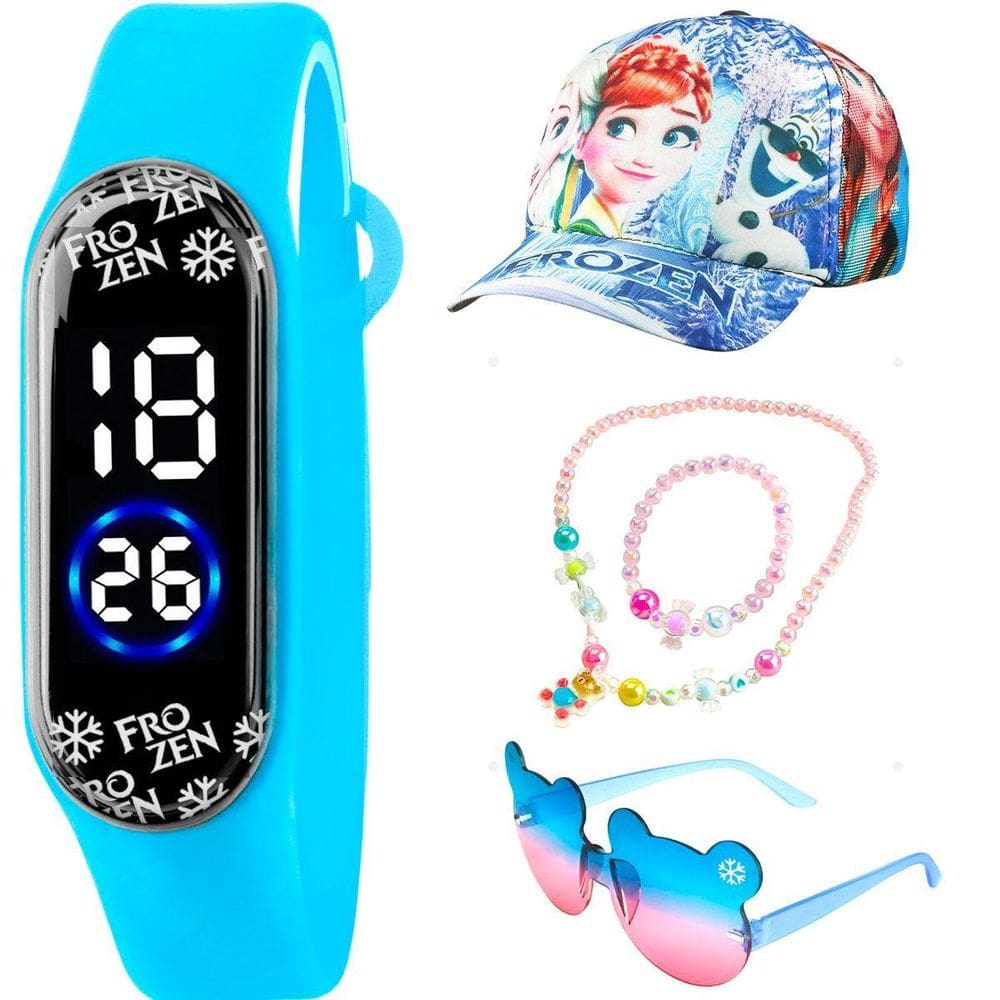 Relogio Digital Infantil + Colar Pulseira + Boné + Óculos