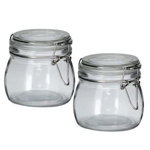 Jogo 2 Potes Hermético Vidro Redondo Trava Metal Plus 500ml - Tuut