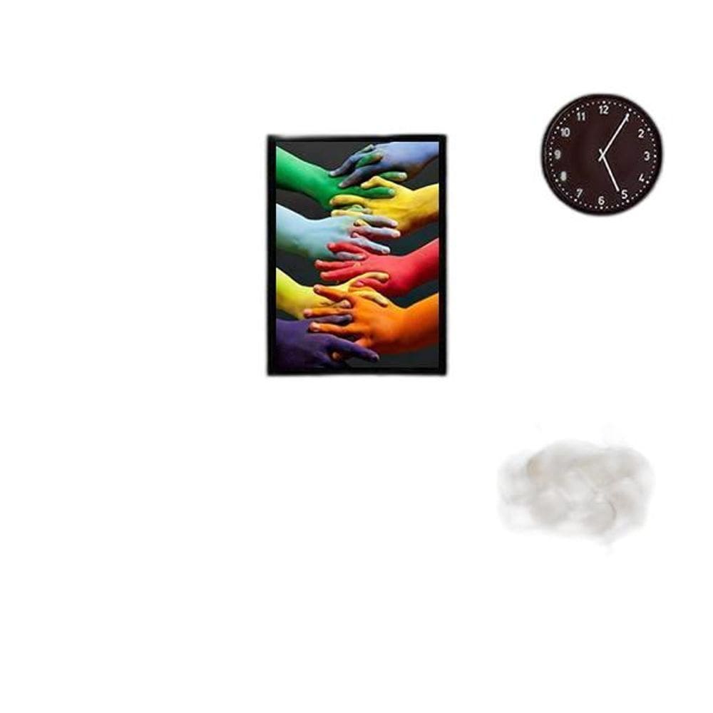 Quadro Fotografia Mãos Coloridas 33X24 C/Vidro Madeira Preta