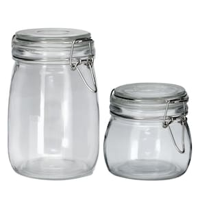 Jogo 2 Potes Vidro Vedação Hermética Silicone e Trava Inox Premium 500ml e 1 Litro - Tuut