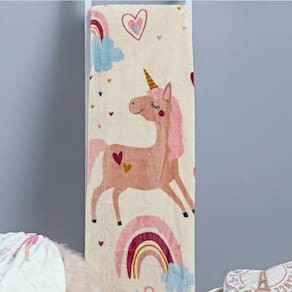 Manta Solteiro Infantil Bouti Kids Flannel Microfibra 1 Peça Unicornio
