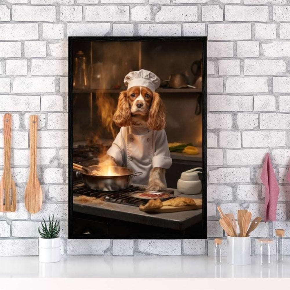 Quadro Para Cozinha Cão Cocker Spaniel`S 33X24Cm - Com Vidro