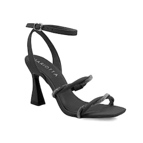 Sandália Feminina Mariotta Salto Flare Preto Brilhos
