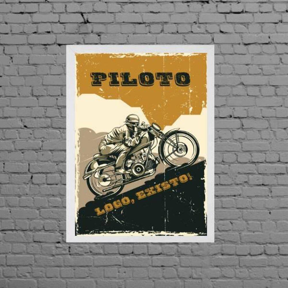 Quadro Frase Piloto Logo Existo 45X34Cm - Branca