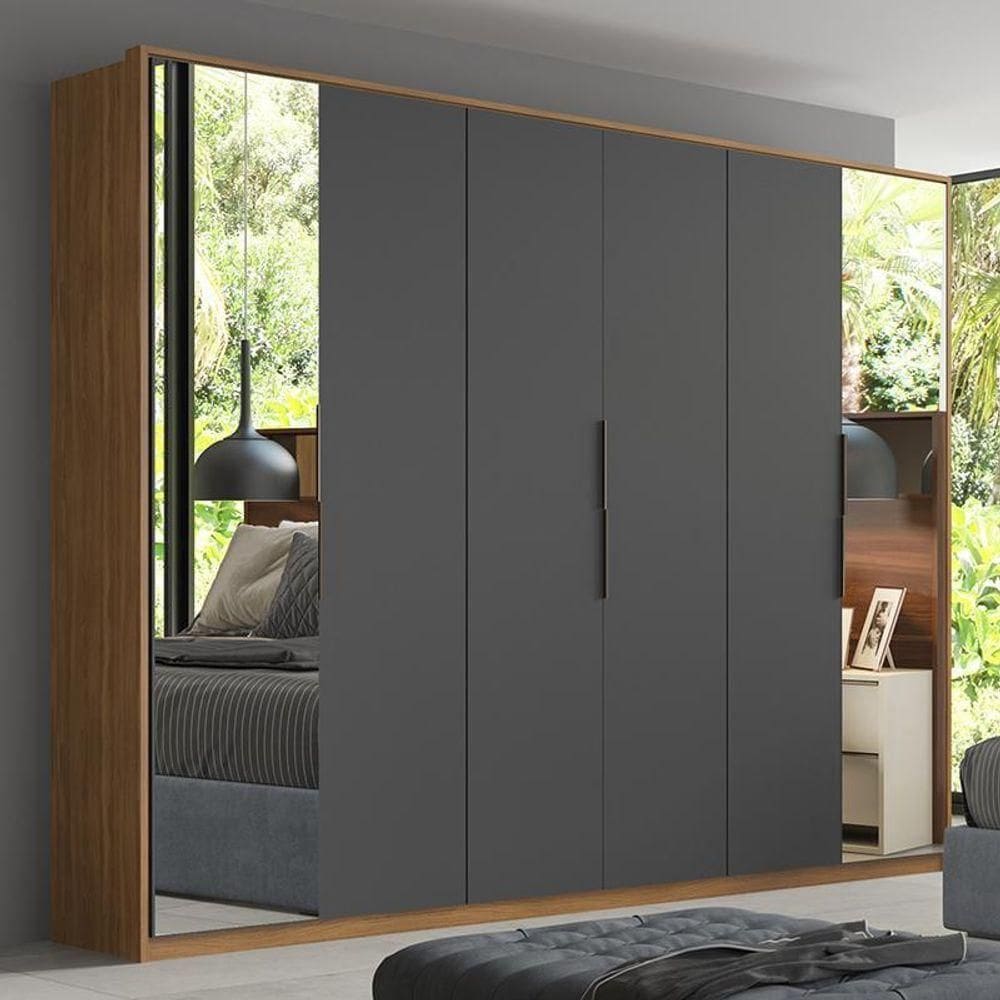 Guarda Roupa Casal Atrice 6 Portas Amêndola Touch/grafito Com 2 Espelhos - Demartêz Amêndola Touch/grafito