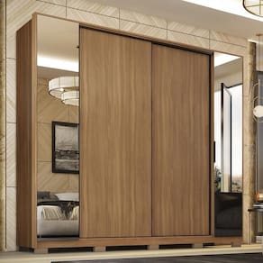 Guarda Roupa Casal Laredo 4 Portas Amêndola Touch Com Espelho E Pés - Demartêz