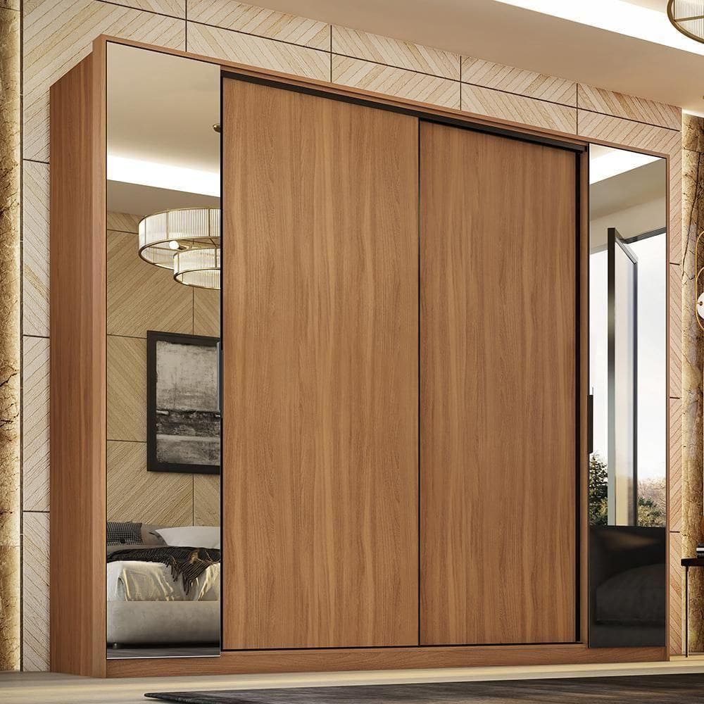 Guarda Roupa Casal Laredo 4 Portas  Amêndola Touch Com Espelho - Demartêz