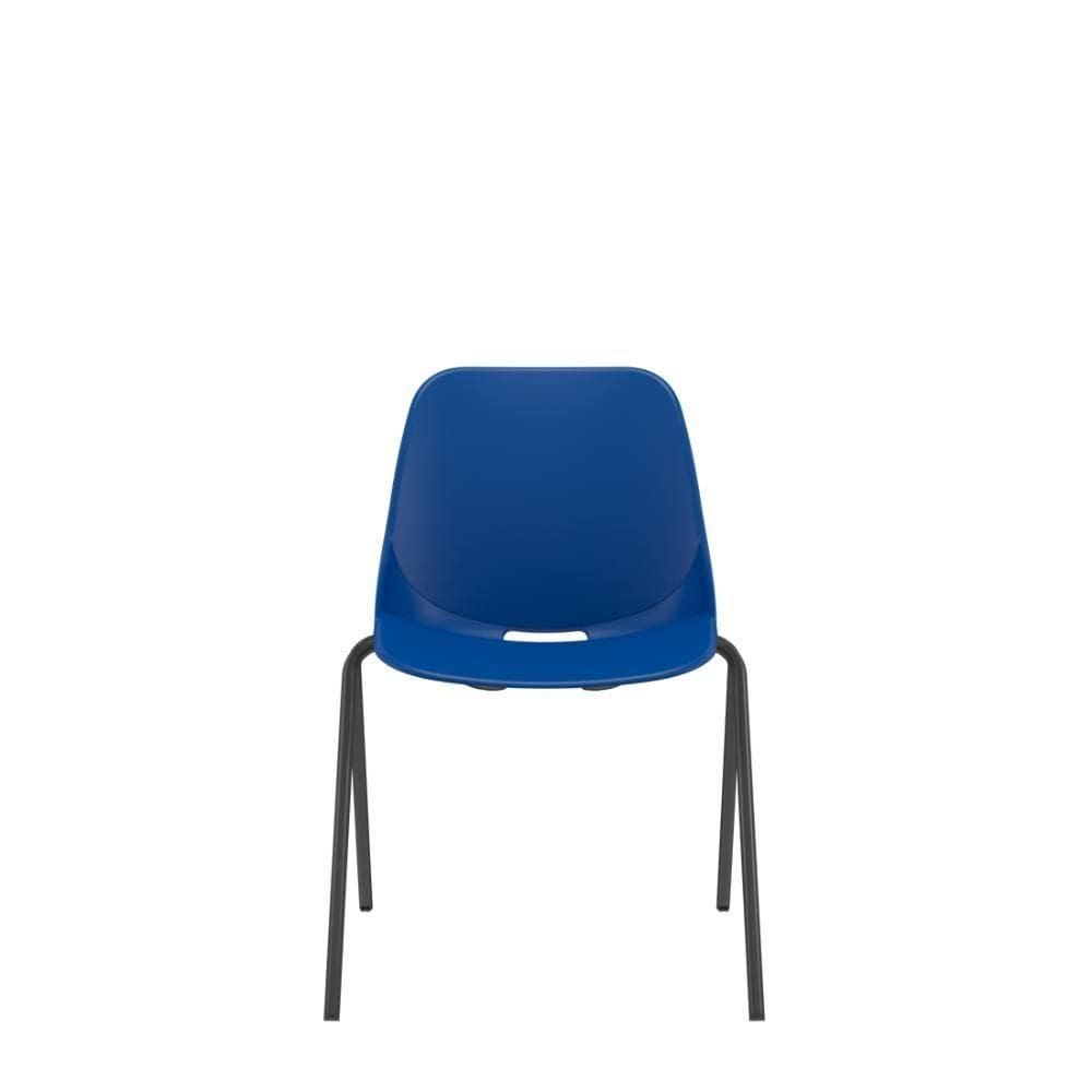Cadeira Quick Fixa V Azul Base Metal Preto