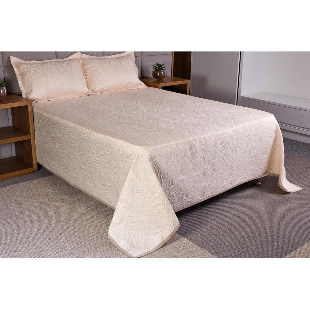 Cobre Leito Colcha Bege Kit Montblanc Memory Solteiro