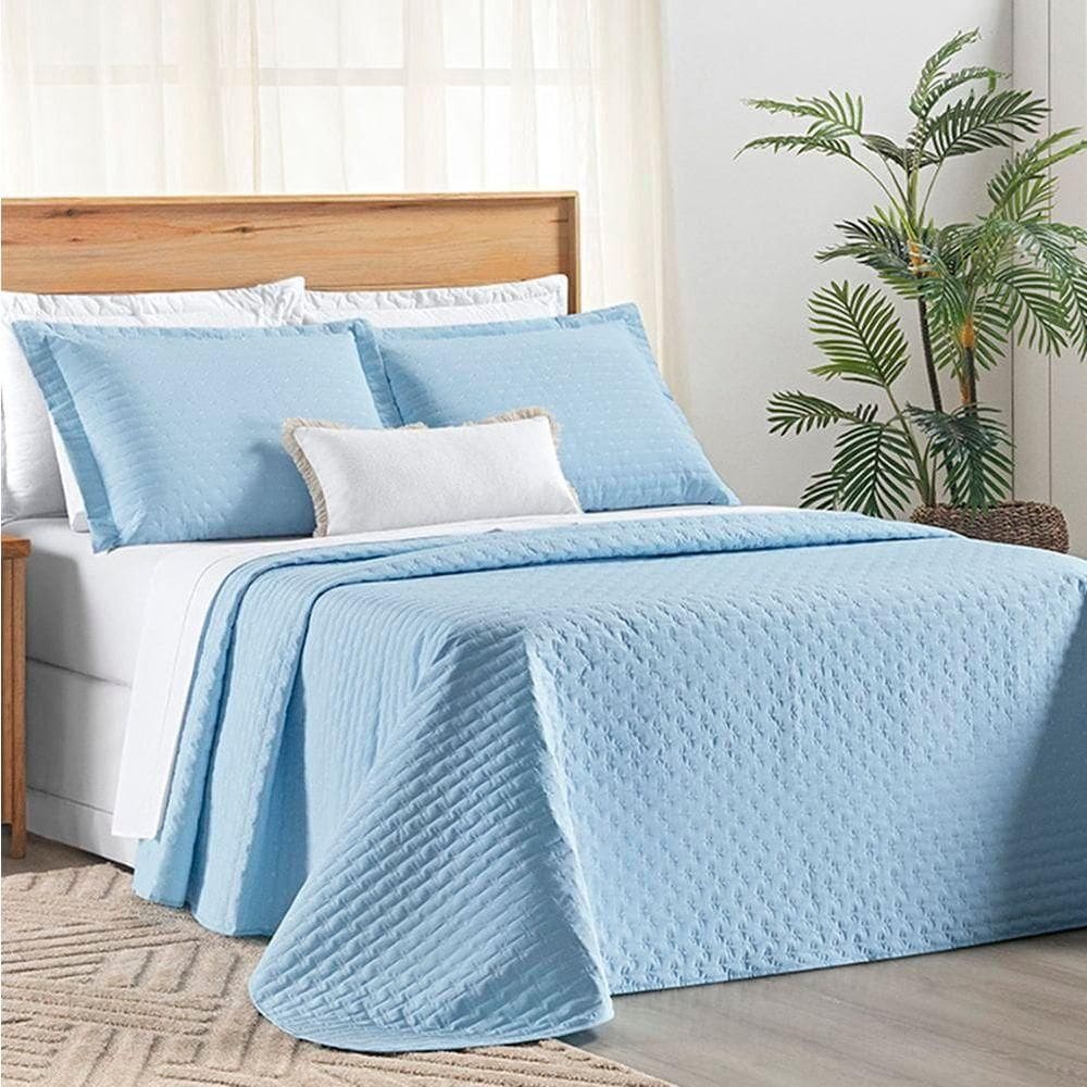 Cobre Leito King Verity 200 Fios Bordado 3 Peças Céu