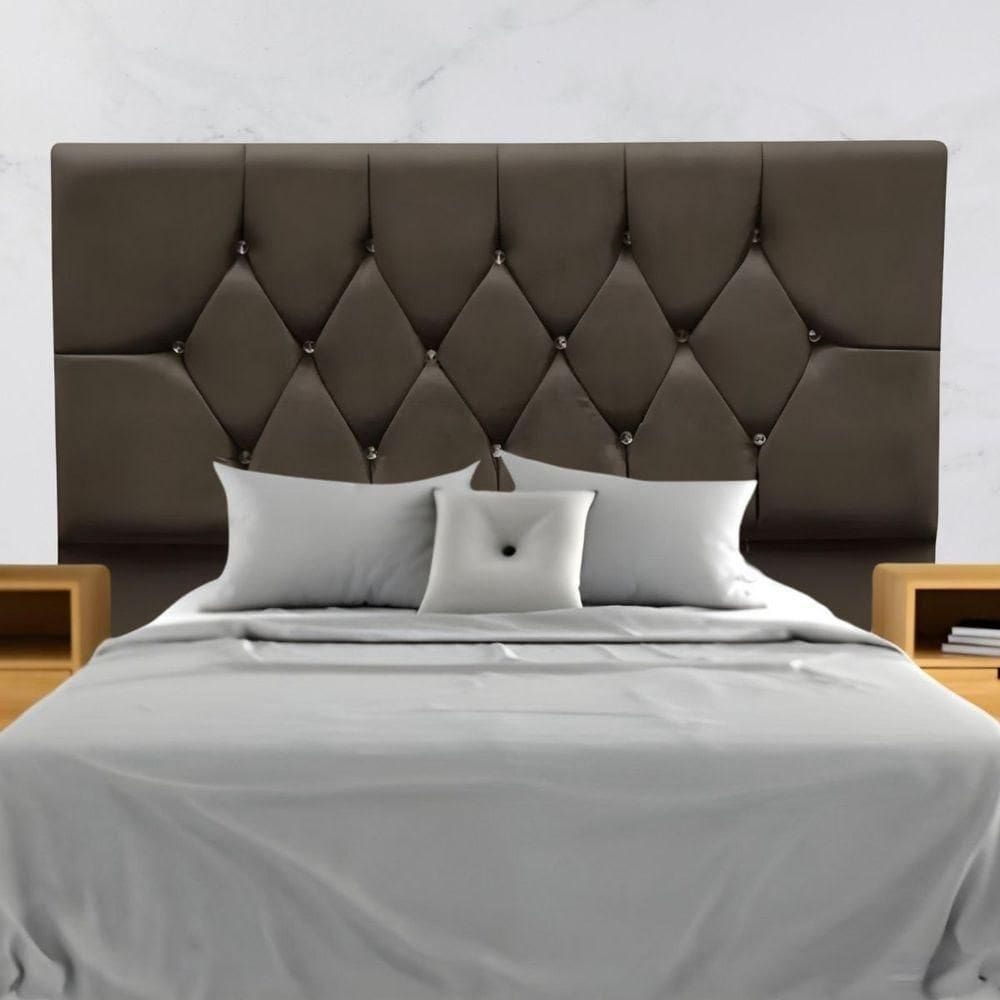 Cabeceira Estofada Cama Box Solteirão 100 Cm Suede Dubai Marrom