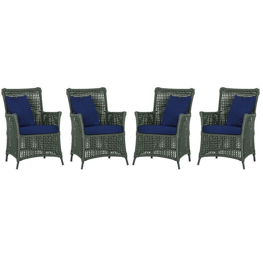 4 Poltronas Igapó Alumínio Pintura Preta Corda Náutica E10 Verde