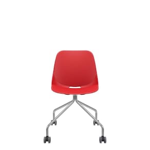 Cadeira Quick 4 Pés C/rodízio Cromado Vermelho