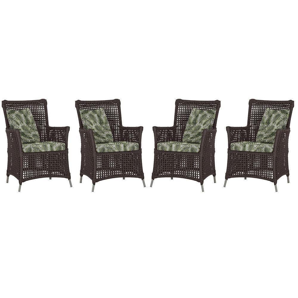 4 Poltronas Igapó Alumínio Pintura Fendi Corda Náutica E5 Marrom