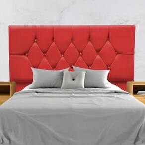 Cabeceira Estofada Cama Box Solteiro 90 Cm Suede Dubai Vermelho