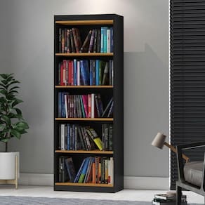 Livreiro Com 5 Nichos Trindade Preto Acetinado Cinamomo