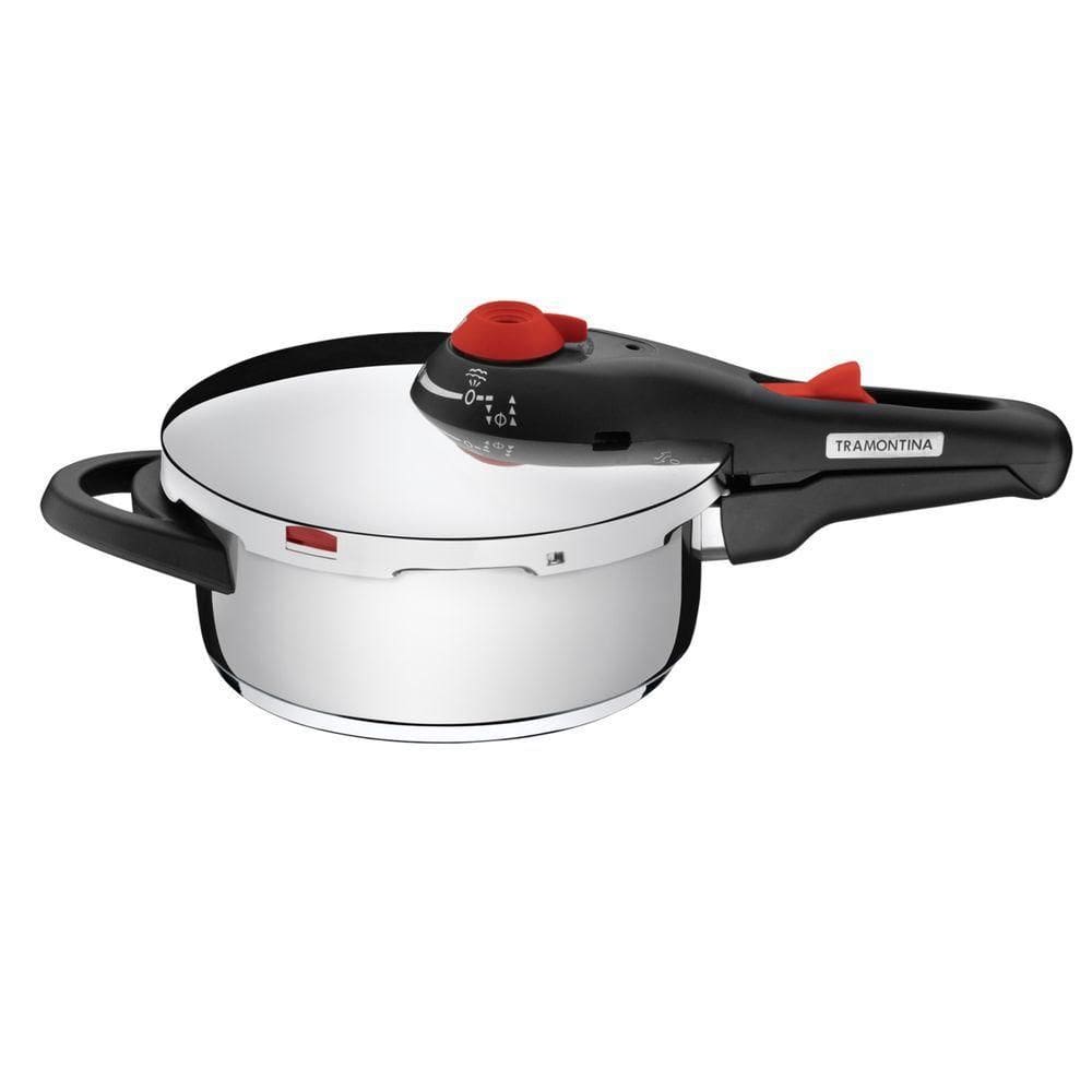 Panela De Pressão Tramontina Solar Em Aço Inox Fundo Triplo Com 5 Dispositivos De Segurança 22 Cm 3 L