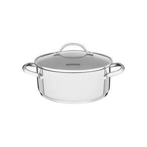 Caçarola Rasa Tramontina Una Em Aço Inox E Tampa De Vidro 20 Cm 2,9 L
