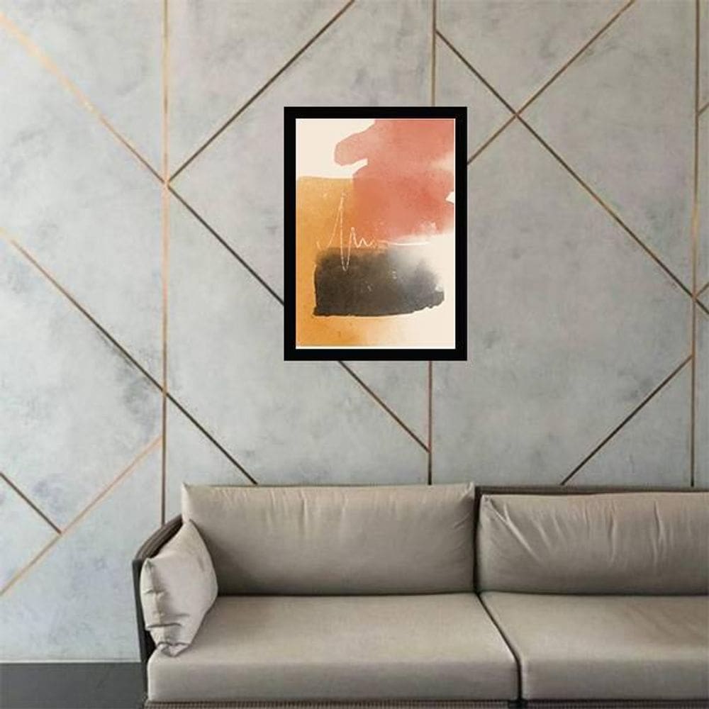 Quadro Abstrato Marrom E Preto Ii 24X18 Com Vidro - Preta