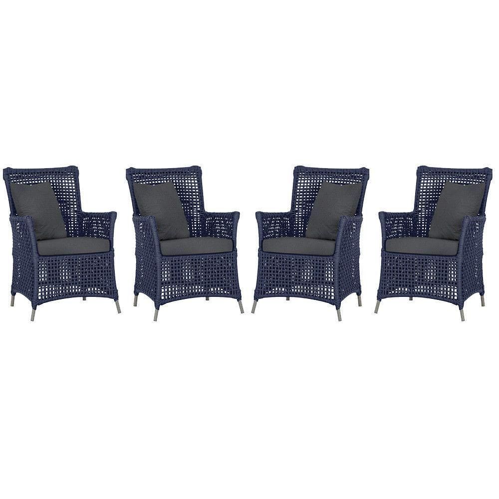 4 Poltronas Igapó Alumínio Pintura Fendi Corda Náutica E11 Azul