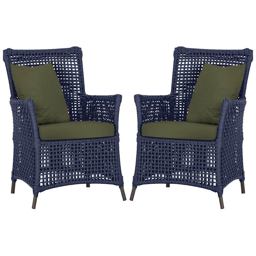 Poltronas Igapó Alumínio Pintura Marrom Corda Náutica E13 Azul