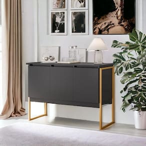 Buffet 3 Portas Classico Siberia - Preto Dourado Preto Dourado