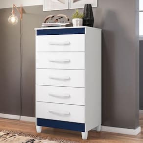Cômoda Milady 5 Gavetas Azul - Organize com Elegância