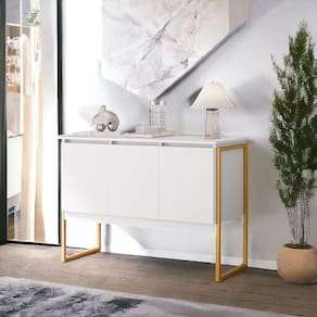 Buffet Aparador Luxo Roma - Branco Dourado Branco Dourado