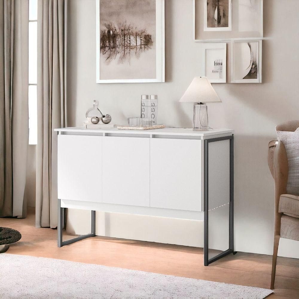 Buffet Aparador Luxo Roma - Branco E Preto Branco E Preto