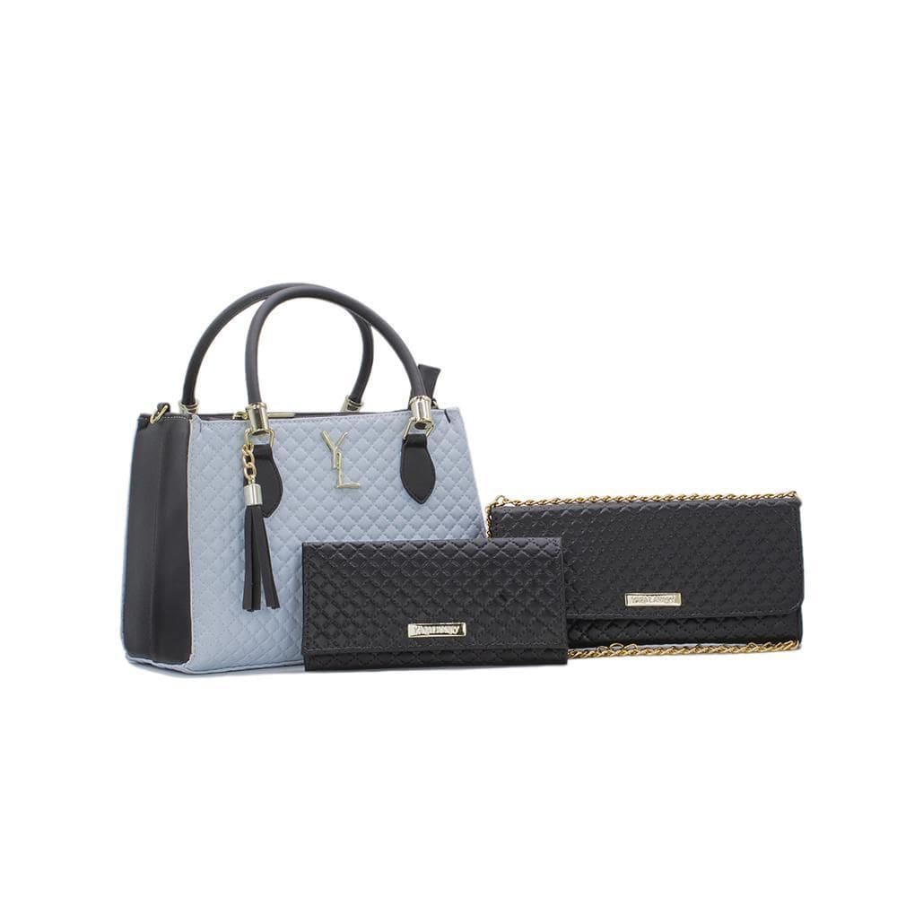 Kit Duas Bolsas + Carteira Yara Lanrry Mega Preto/Azul