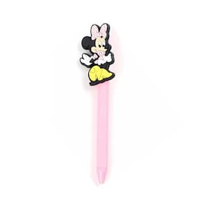 Caneta Esferográfica Retrátil Escrita Azul Disney Minnie Mouse Molin Rosa Claro