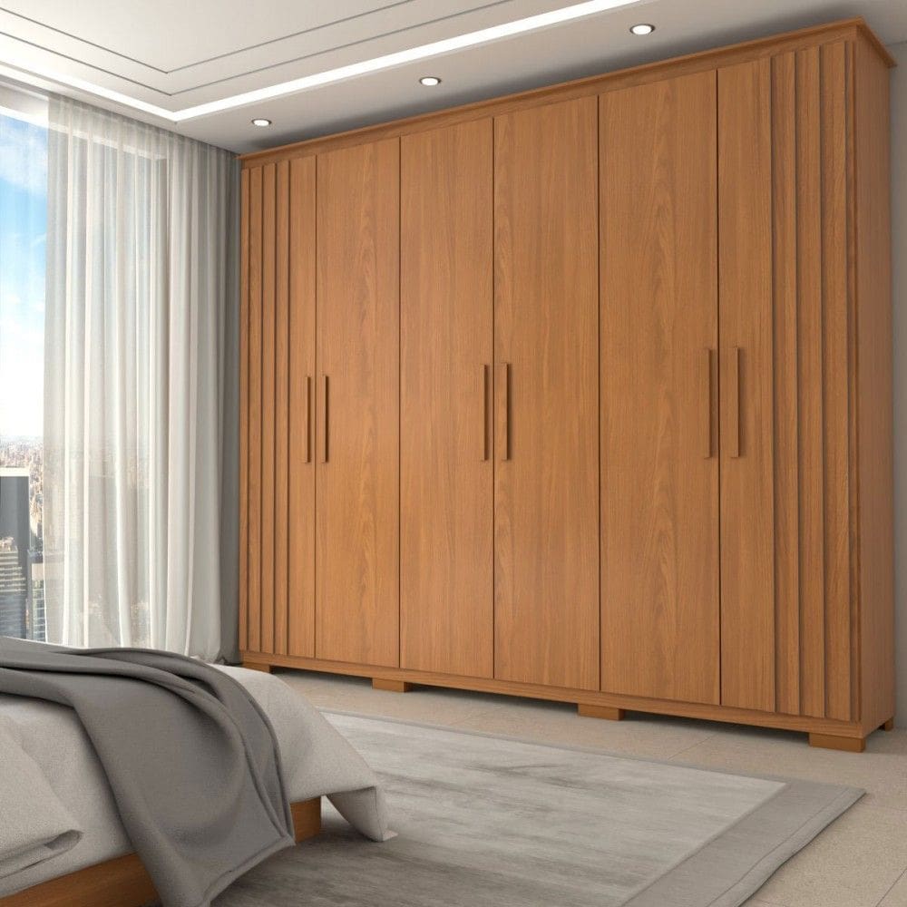 Guarda-Roupa Casal Hiara 6 Portas Bater 4 Gavetas Natural - Panorama Móveis