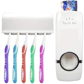 Dispenser Suporte Pasta De Dente Automático E Escova Branco