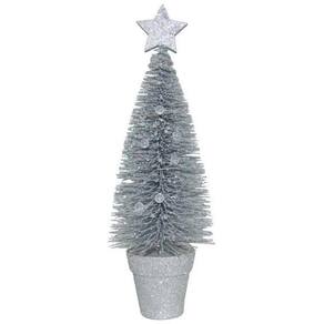 Enfeite De Natal Arvore Prata Para Mesa Decoração Natal 31Cm