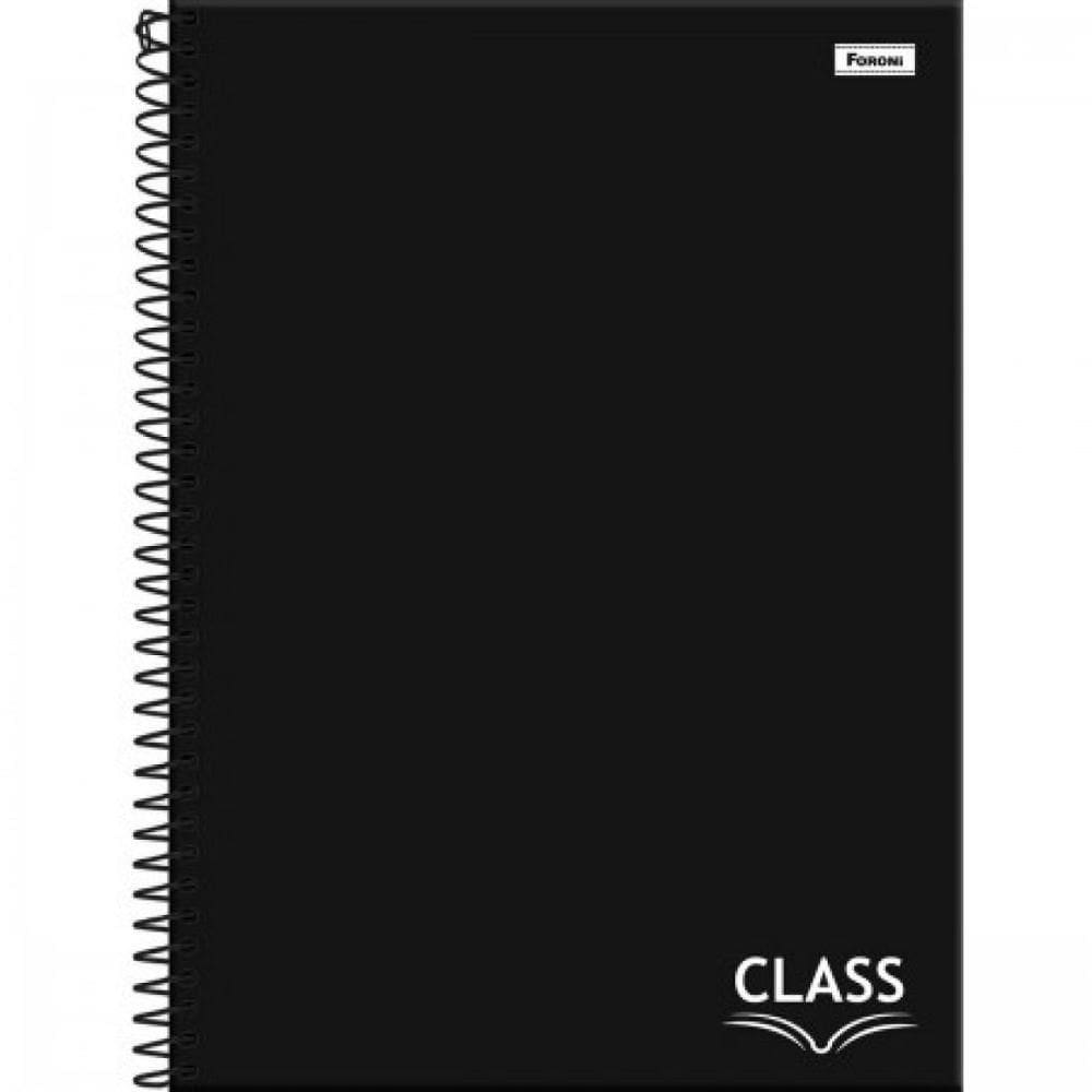 Caderno Espiral Capa Dura Universitário 20 Matérias Class 320 Folhas Foroni Preto