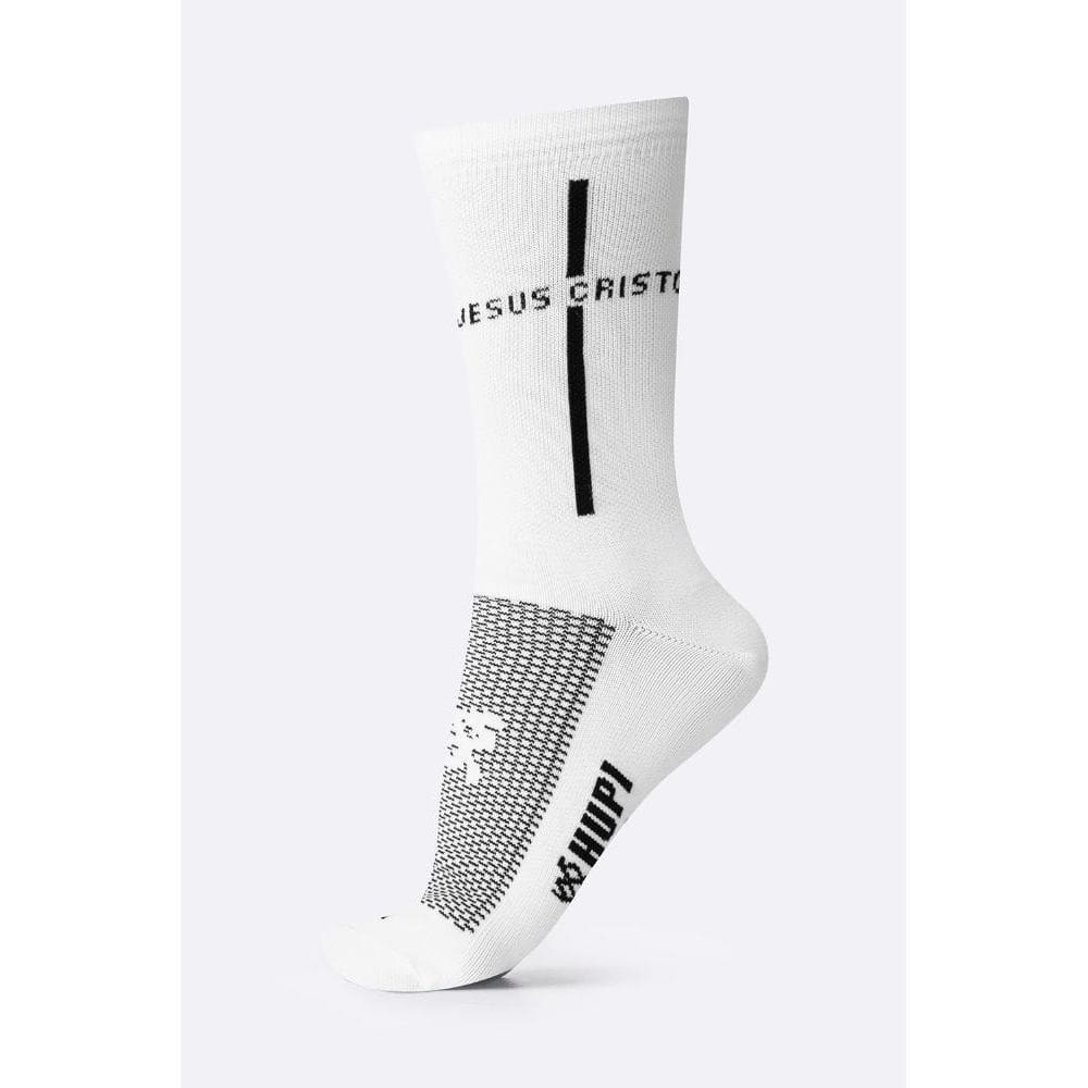 Meia HUPI Jesus Cristo Branco/Preto Plus (42 a 46)