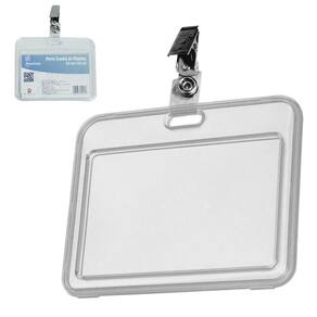 Porta Cartao / Cracha Plastico Presilha De Metal 8,5X5,4Cm