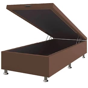 Base Box Baú Solteiro Suede 36x88x188 Cor Marrom