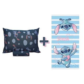Kit Disney Lilo Stitch Jogo Cama C/ Elástico + Toalha Banho